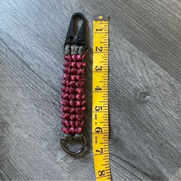 Paracord Keychain Handmade USA NEW Pink Burgundy Gray Black Silver - Picture 7 of 9